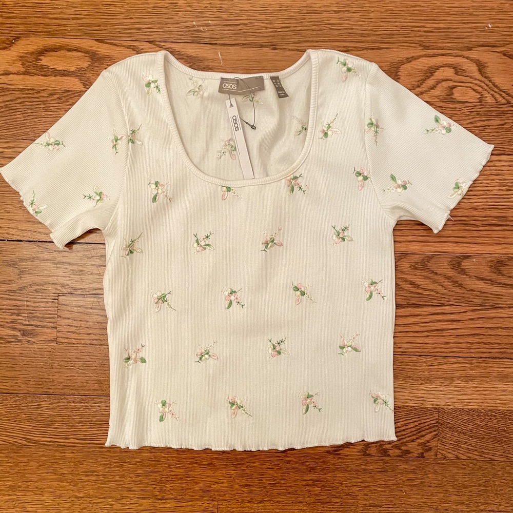 asos white floral top